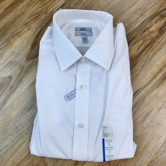 🩵NWT Croft & Barrow White Easy Care Slim Fit Buttoned Shirt Neck 16.5 - Picture 3 of 8